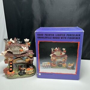 Vtg Ghoulsville Pumpkin Factory Halloween House Porcelain W/ Box - House Only